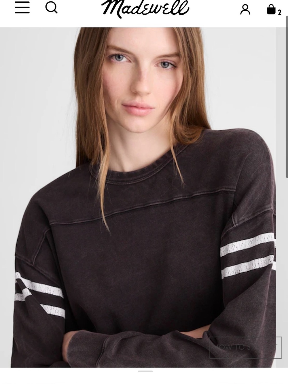 Madewell relaxed long sleeve tee with graphic white stripes size medium